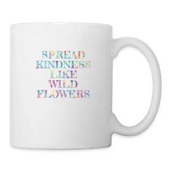 Verbreiten Sie Freundlichkeit: Schnappen Sie sich ein Regenbogen-Wildblumen-Shirt - Tasse - Weiß - Rechts