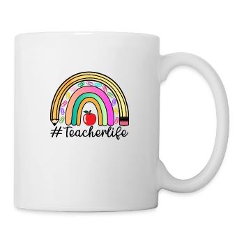 Vie enseignante, Enseignant Arc-en-ciel, Merci, Amour - Mug blanc - blanc - Droite