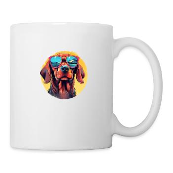 Cooler Hund mit Sonnenbrille für Hundeliebhaber - Tasse - Weiß - Rechts