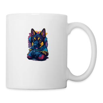 Deutscher Schäferhundwelpe spielt mit Gamecontroll - Tasse - Weiß - Rechts