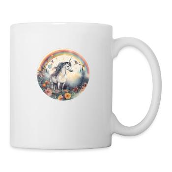 Verzauberter Regenbogen: Magisches Einhorn - Tasse - Weiß - Rechts