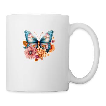 beautiful, imaginatively drawn butterfly - Mug - white - Right