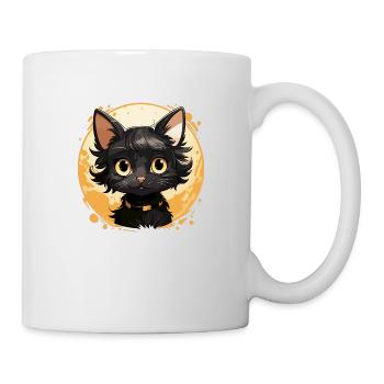 Black Cat Kawaii, Cute Design - Mug - white - Right