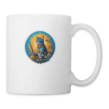 Le chat bleu gardien d’été - Mug blanc - blanc - Droite