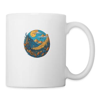 nice summer view with sun, trees, and mountains - Mug - white - Right