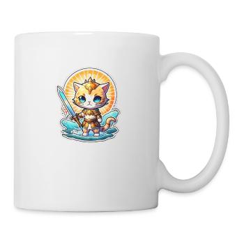 cute kitty swordscat of beach of summer - Mug - white - Right