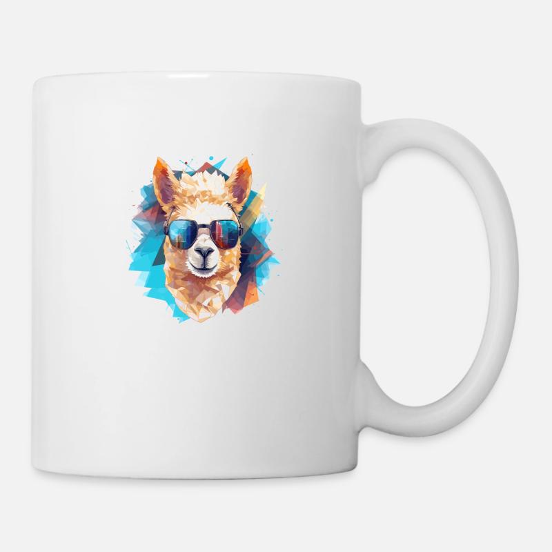 Alpaca mit Kopfhörern Polygon-Art - Tasse - Weiß