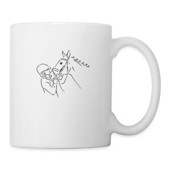 Reiter / Reiterin mit Pferd - Tasse - Weiß - Rechts