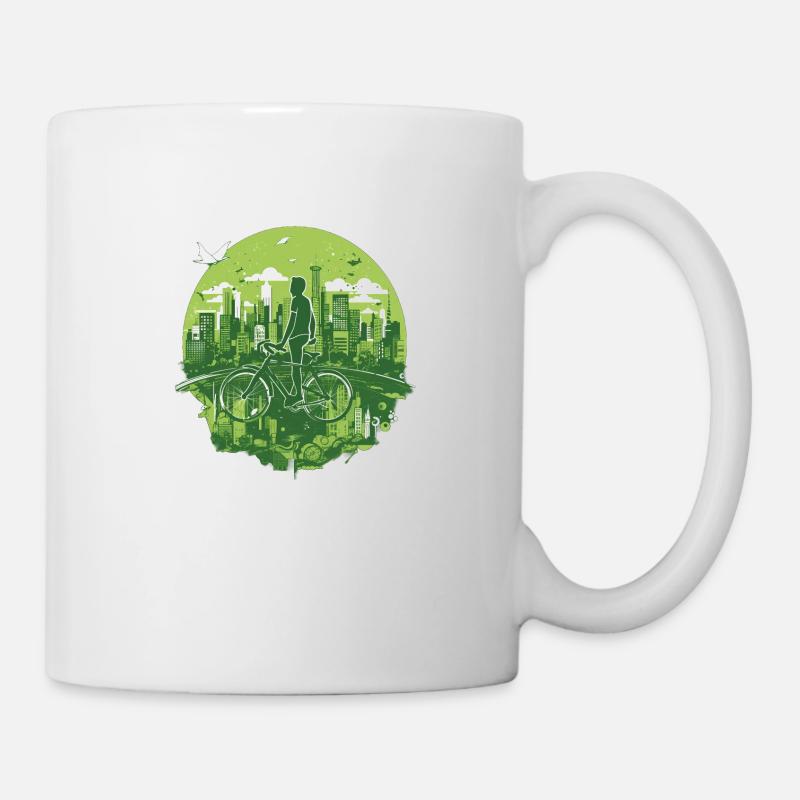 Urban Cyclist: Pedaling Eco-Friendly Cities - Mug - white
