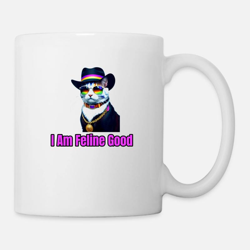 Eine Katze, die einen Fedora und eine Sonnenbrille trägt - Tasse - Weiß