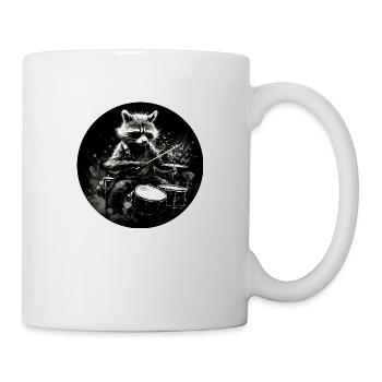 Ein Waschbär, der Schlagzeug spielt - Tasse - Weiß - Rechts