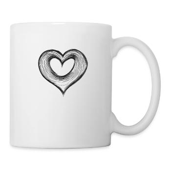 Schwarzes Herz - Tasse - Weiß - Rechts