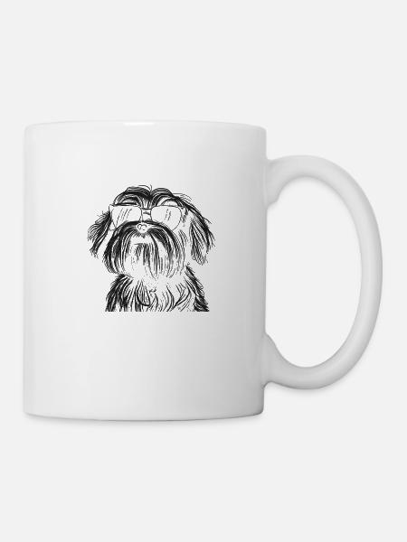 Hund mit Sonnenbrille - Tasse - Weiß