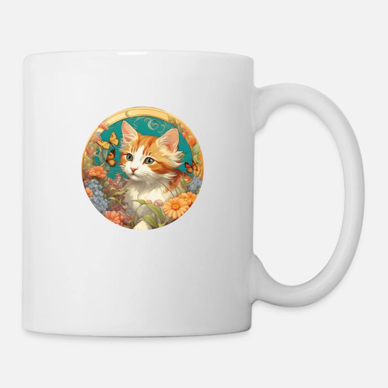 Chaton mignon dans un style naïf - Mug blanc - blanc