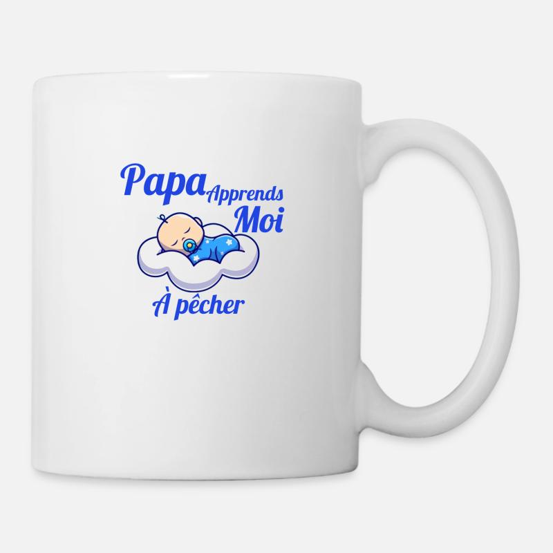 Texte Papa apprends moi à pêcher - Mug blanc - blanc