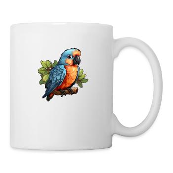 Papagei auf einem Ast im Comic-Stil - Tasse - Weiß - Rechts