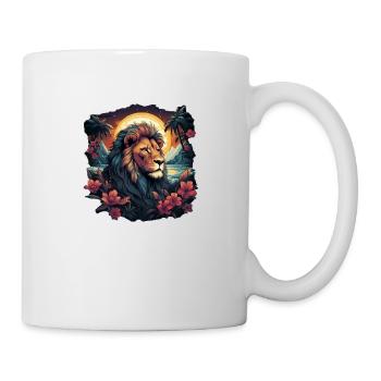 Le Roi Lion dans la jungle avec coucher de soleil - Mug blanc - blanc - Droite