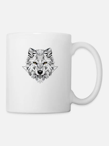 Wolf Geometrisch - Tasse - Weiß