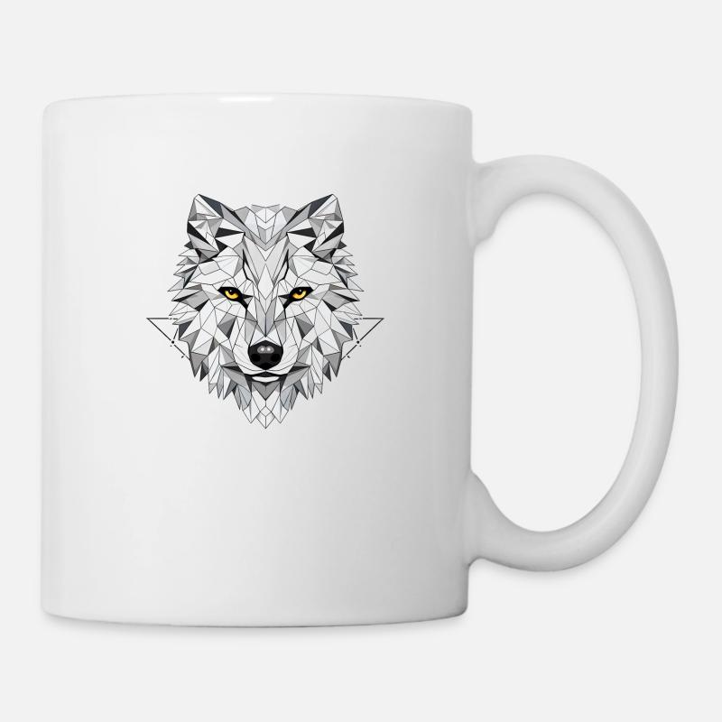 Wolf Geometrisch - Tasse - Weiß