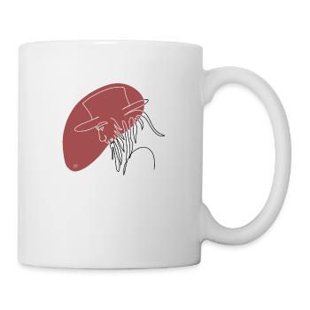 "Man with Hat", Boho Line Art Design, "Faces" - Mug - white - Right