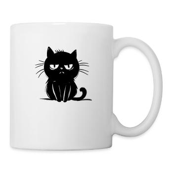 annoyed black cat - cute drawing - Mug - white - Right