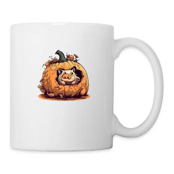 Corki le cochon dans sa citrouille - Mug blanc - blanc - Droite