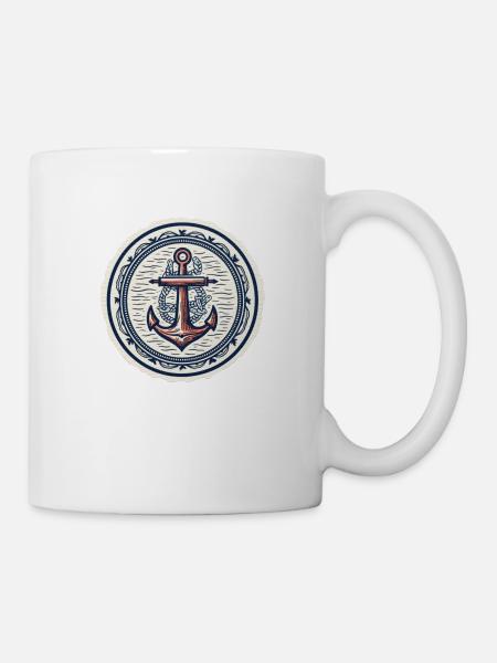Anker Logo, nautisch - Tasse - Weiß