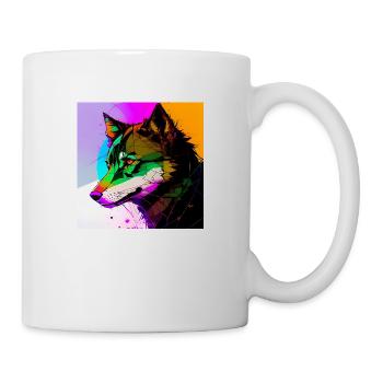 Un loup multicolore - Mug blanc - blanc - Droite