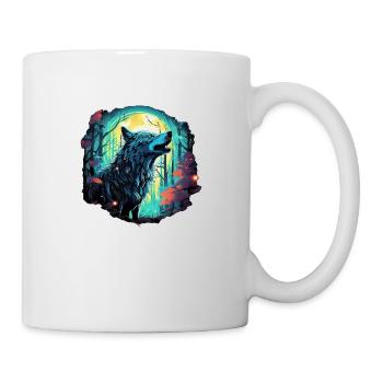 Loup épique à la pleine lune - Mug blanc - blanc - Droite