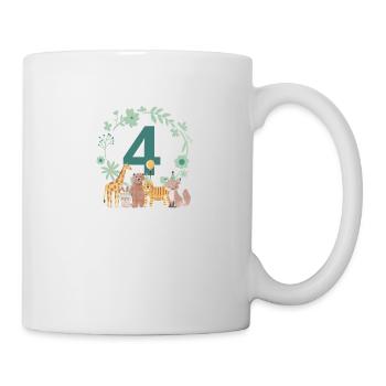 4er anniversaire - quatrième anniversaire animaux - Mug blanc - blanc - Droite