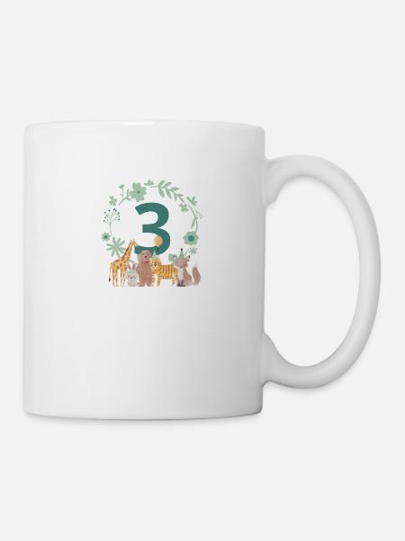 3e anniversaire - troisième anniversaire animaux - Mug blanc - blanc