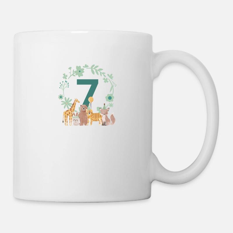 7e anniversaire - septième anniversaire animaux - Mug blanc - blanc