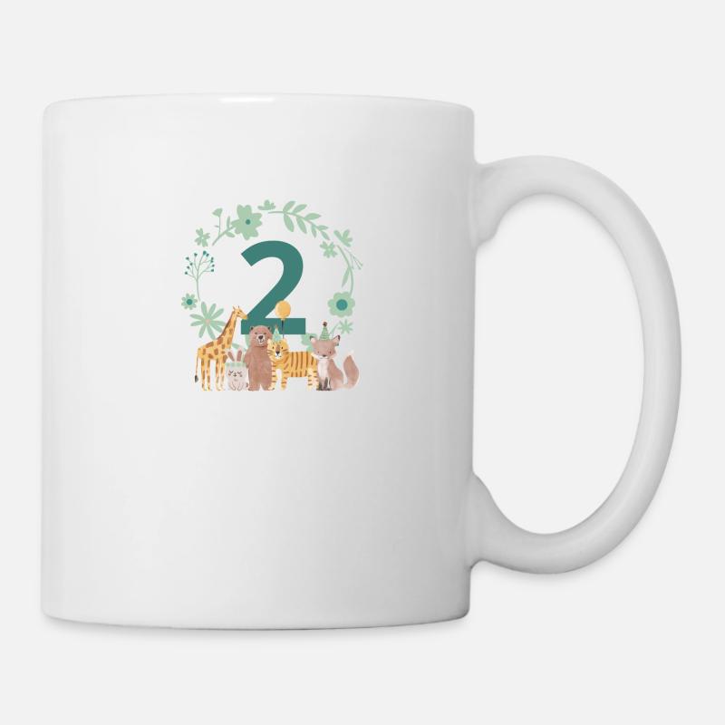2e anniversaire - deuxième anniversaire animaux - Mug blanc - blanc