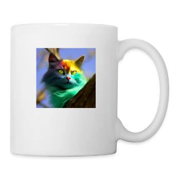 Multicolored cat on a tree - Mug - white - Right
