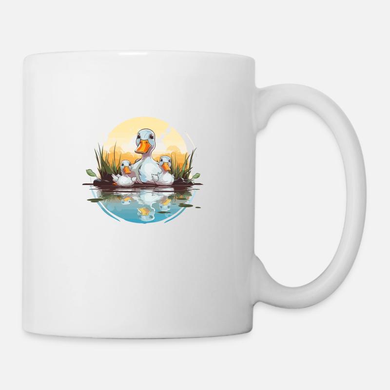 Entenfamilie im Teich - Tasse - Weiß