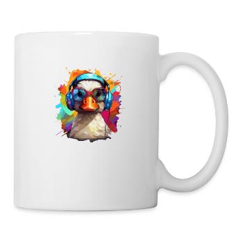 Funky Ente mit Kopfhörern und Brille - Tasse - Weiß - Rechts