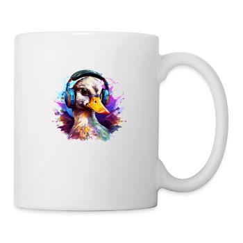 Funky Ente mit Kopfhörer Graffiti-Style - Tasse - Weiß - Rechts