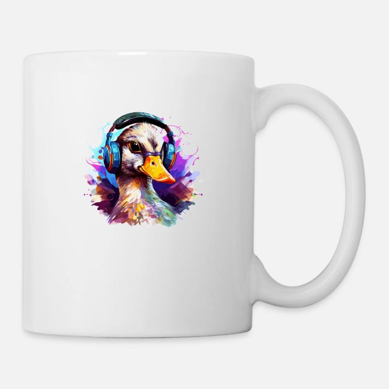 Funky Ente mit Kopfhörer Graffiti-Style - Tasse - Weiß