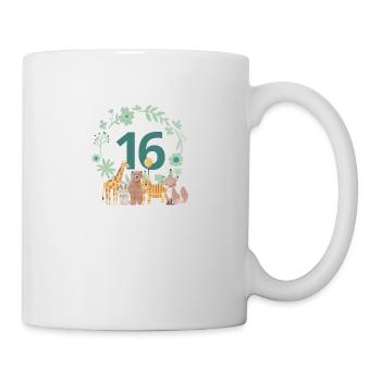 16-jähriges Jubiläum - Tierischer Geburtstag - Tasse - Weiß - Rechts