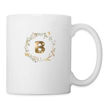 B Monogram Glitter Boho Wreath - Mug - white - Right