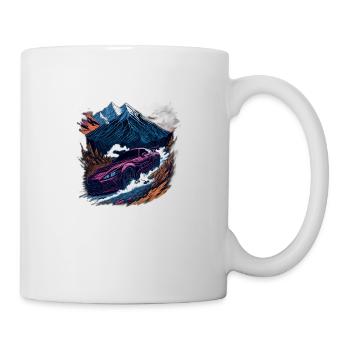 Voitures de course en montagne - Mug blanc - blanc - Droite