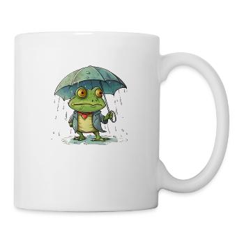 Green frog is frustrated by the bad weather - Mug - white - Right
