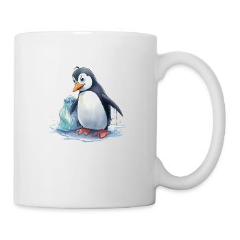 Penguin collecting garbage - Mug - white - Right