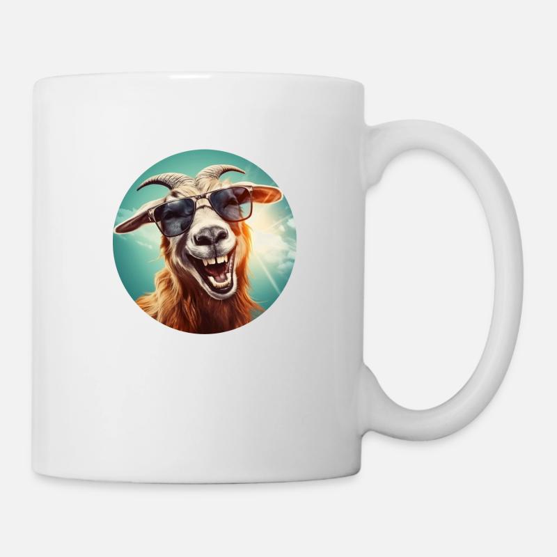 Chèvre avec beaucoup de joie de vivre - Mug blanc - blanc