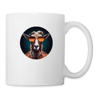 Hippie Ziege mit cooler Sonnenbrille - Tasse - Weiß - Rechts