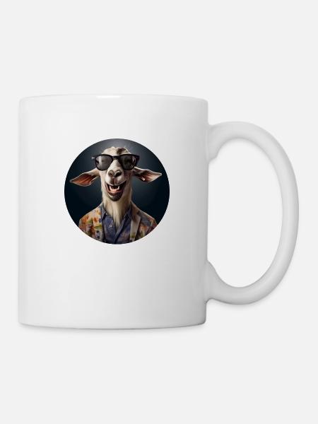 Cheerful goat with a big grin - Mug - white