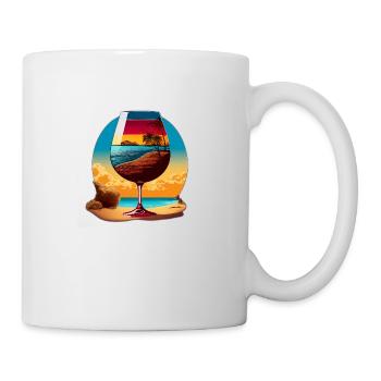 Vin rouge sur la plage - Mug blanc - blanc - Droite