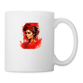 Frau in Rot - Tasse - Weiß - Rechts