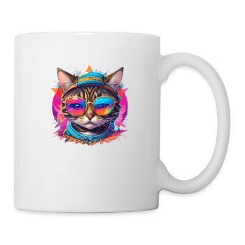 chat froid coloré - Mug blanc - blanc - Droite