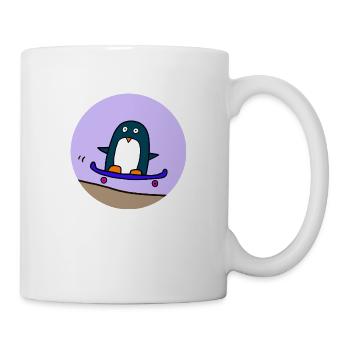 Pinguin fährt skateboard - Tasse - Weiß - Rechts